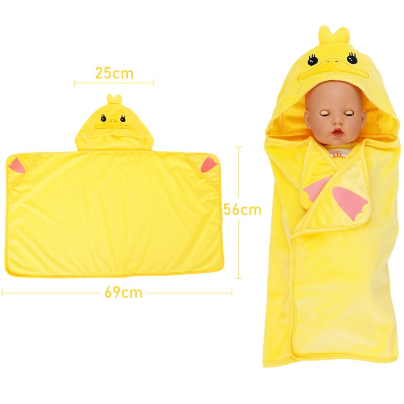 UNICORN ELEMENT 8 Pcs Baby Doll Colthes Outfit Accessories Yellow Duck Set Fit 16-18 Inch Reborn Dolls, New Born Doll Clothing Set Including Waistcoat, Blanket, Hat, Sock, Pacifier, Bottle - Image 3
